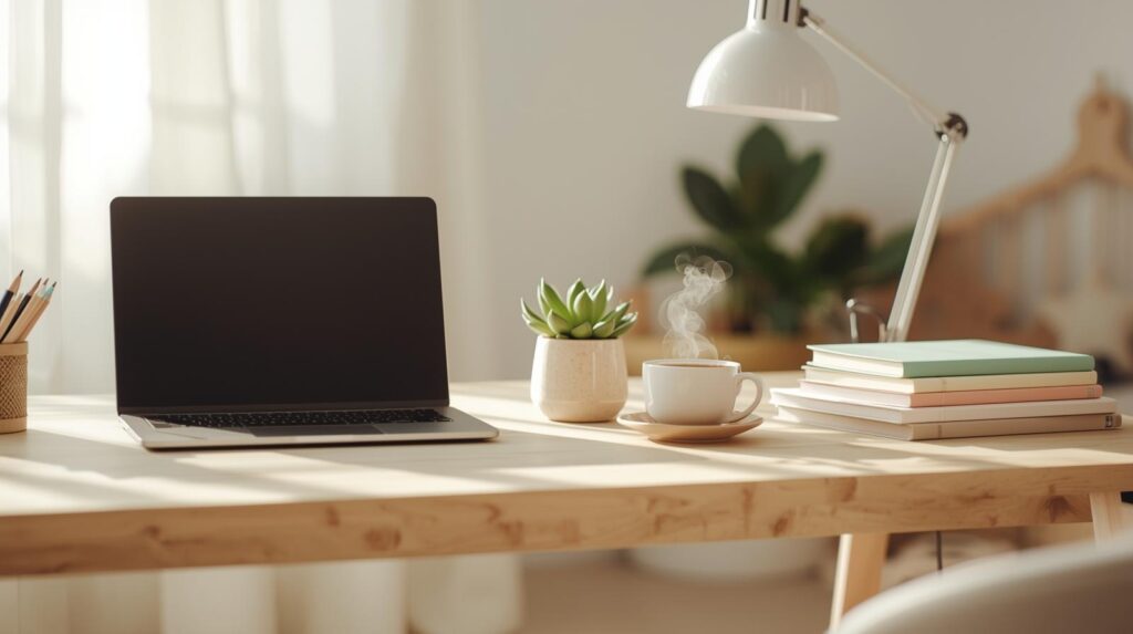 cute work desk setup