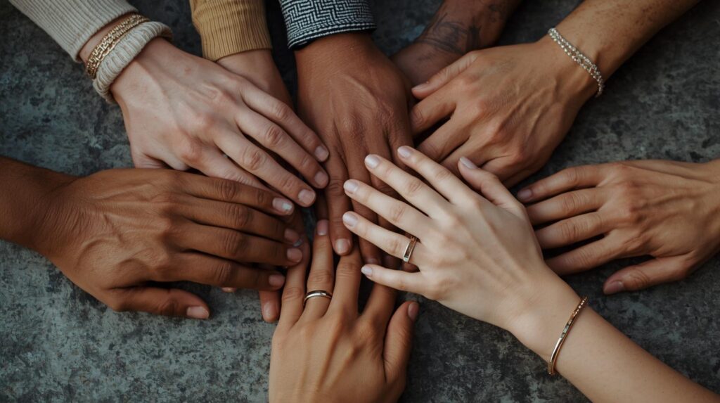 hands of group of friends